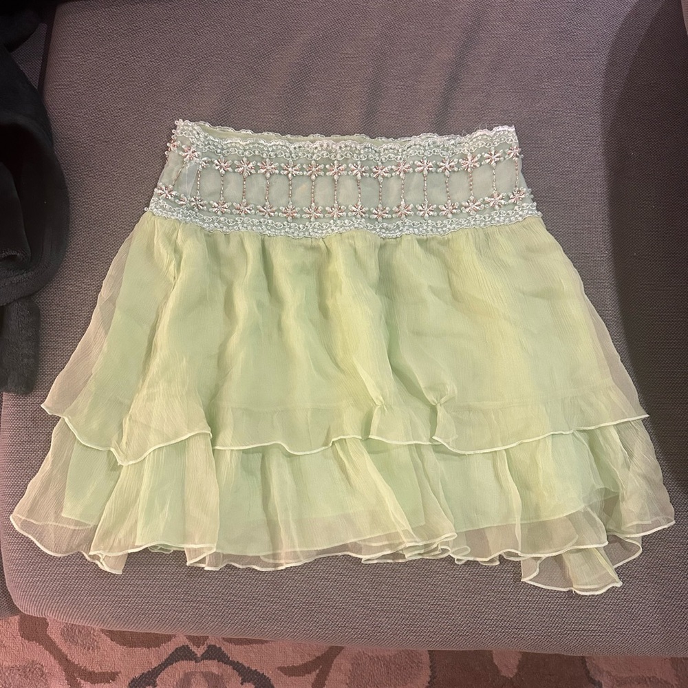 y2k Green Beaded Skirt